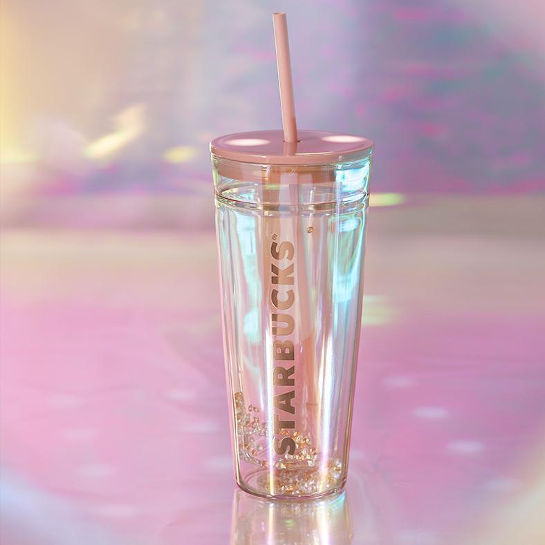 Starbucks China 2021 Pink Rose Gold 20oz Double Wall Glass Straw Cup